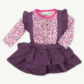 2-Piece Raspberry Polka Dot Ruffle Skirt Set