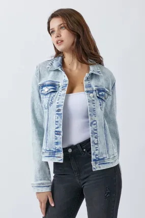 Acid Loght Button Up Washed Denim Jacket