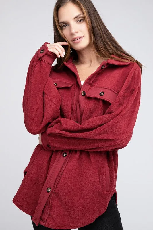 BiBI Fleece Buttoned Down Oversized Jacket