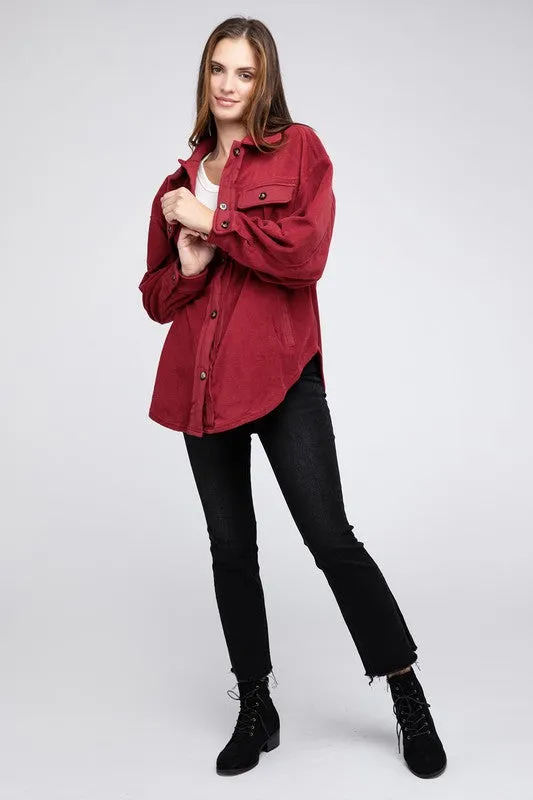 BiBI Fleece Buttoned Down Oversized Jacket