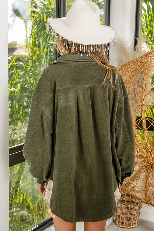 BiBI Fleece Buttoned Down Oversized Jacket