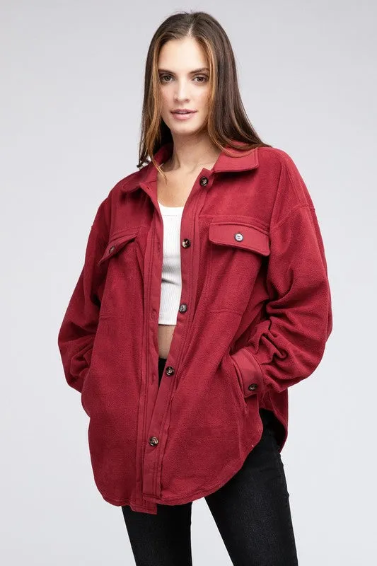 BiBI Fleece Buttoned Down Oversized Jacket