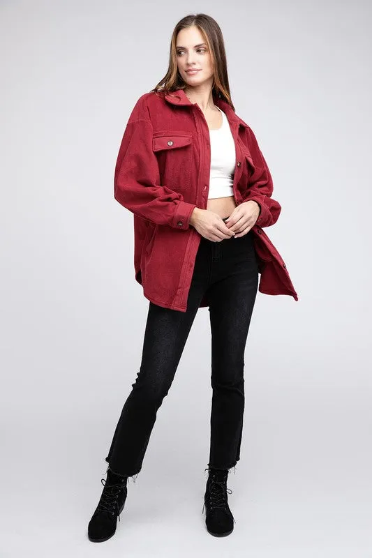 BiBI Fleece Buttoned Down Oversized Jacket