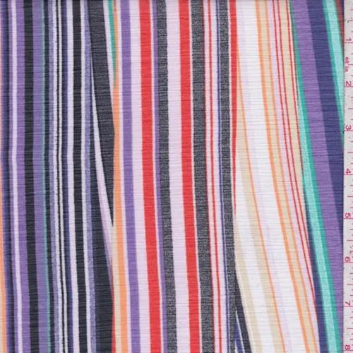 Black Multi Stripe Crinkle Chiffon Fabric