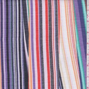 Black Multi Stripe Crinkle Chiffon Fabric