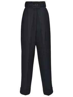 Black Virgin Wool Trousers for Women