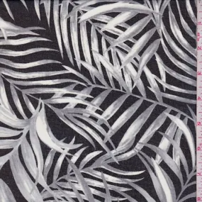 Black/Grey Palm Leaf Georgette Fabric
