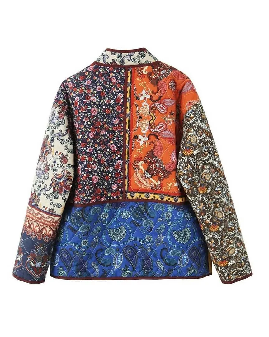 BOHO FLORAL PRINT PADDED JACKET