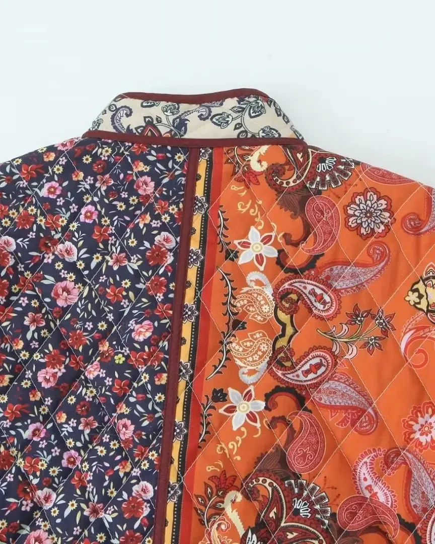 BOHO FLORAL PRINT PADDED JACKET