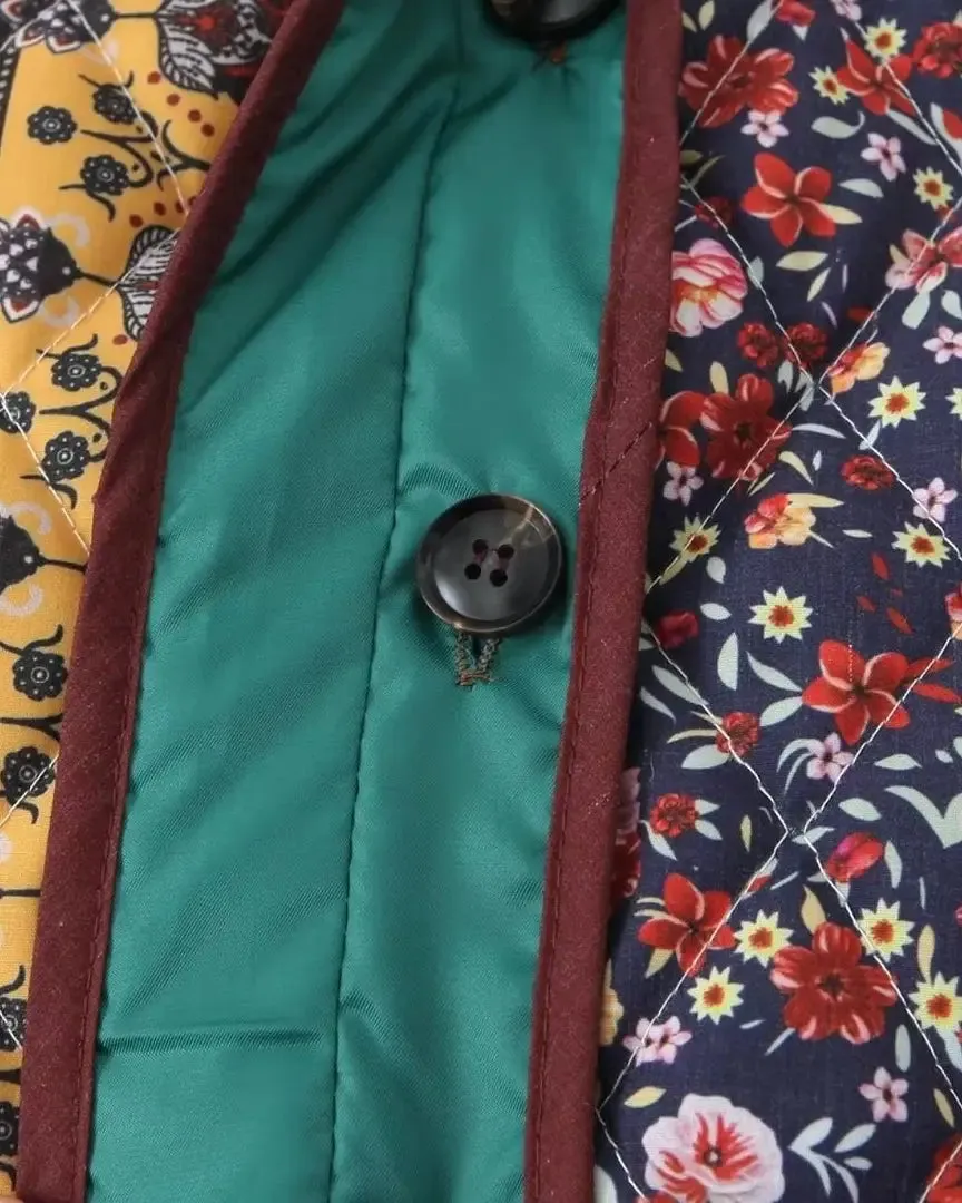 BOHO FLORAL PRINT PADDED JACKET