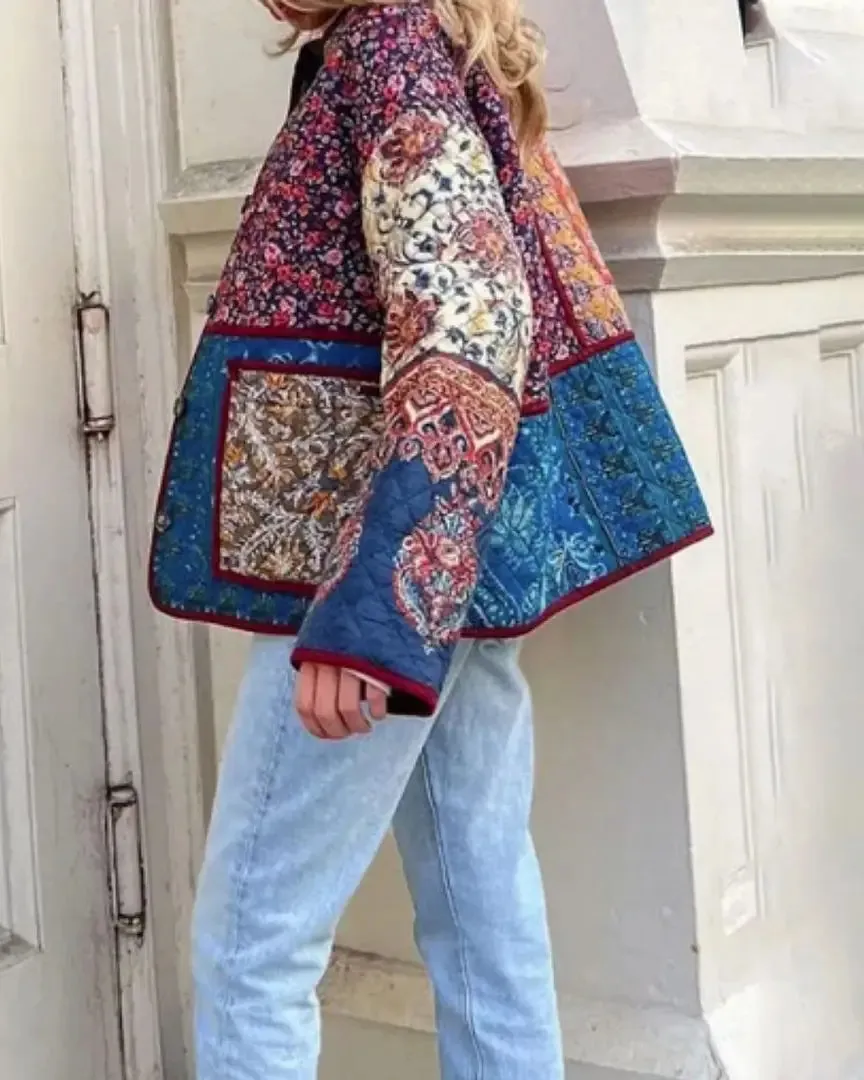 BOHO FLORAL PRINT PADDED JACKET