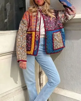 BOHO FLORAL PRINT PADDED JACKET