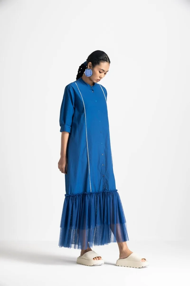 Bottom Frill Dress - Electric Blue