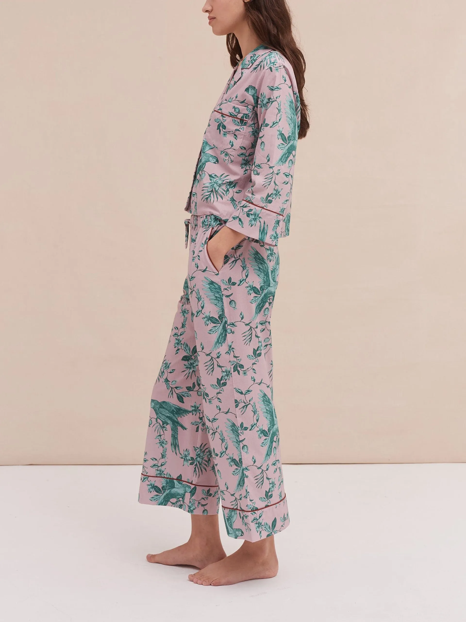 Boxy shirt and wide leg trouser set the bromley parrot pink/blue