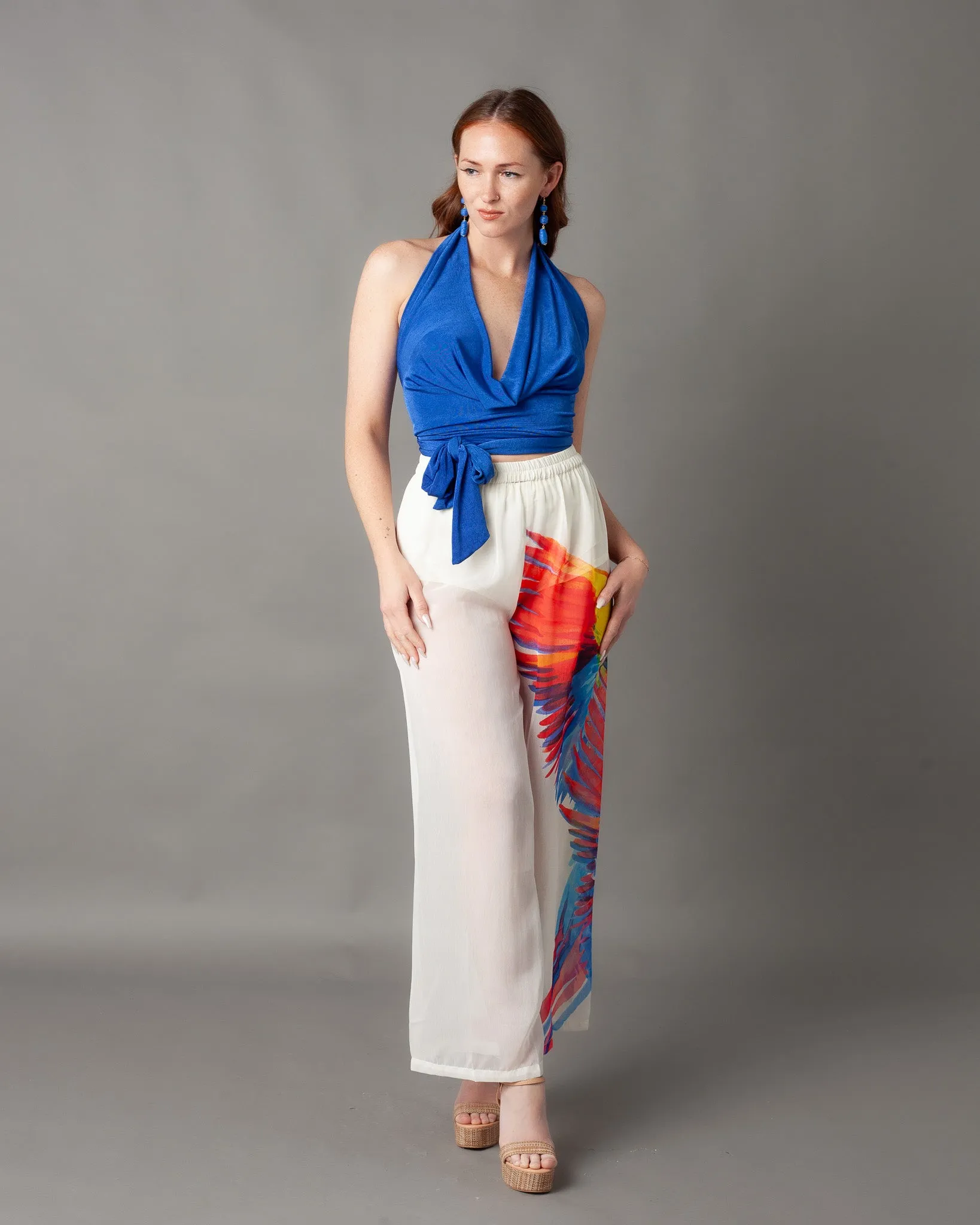 Casablanca Gauze Parrot Wide Leg Pants