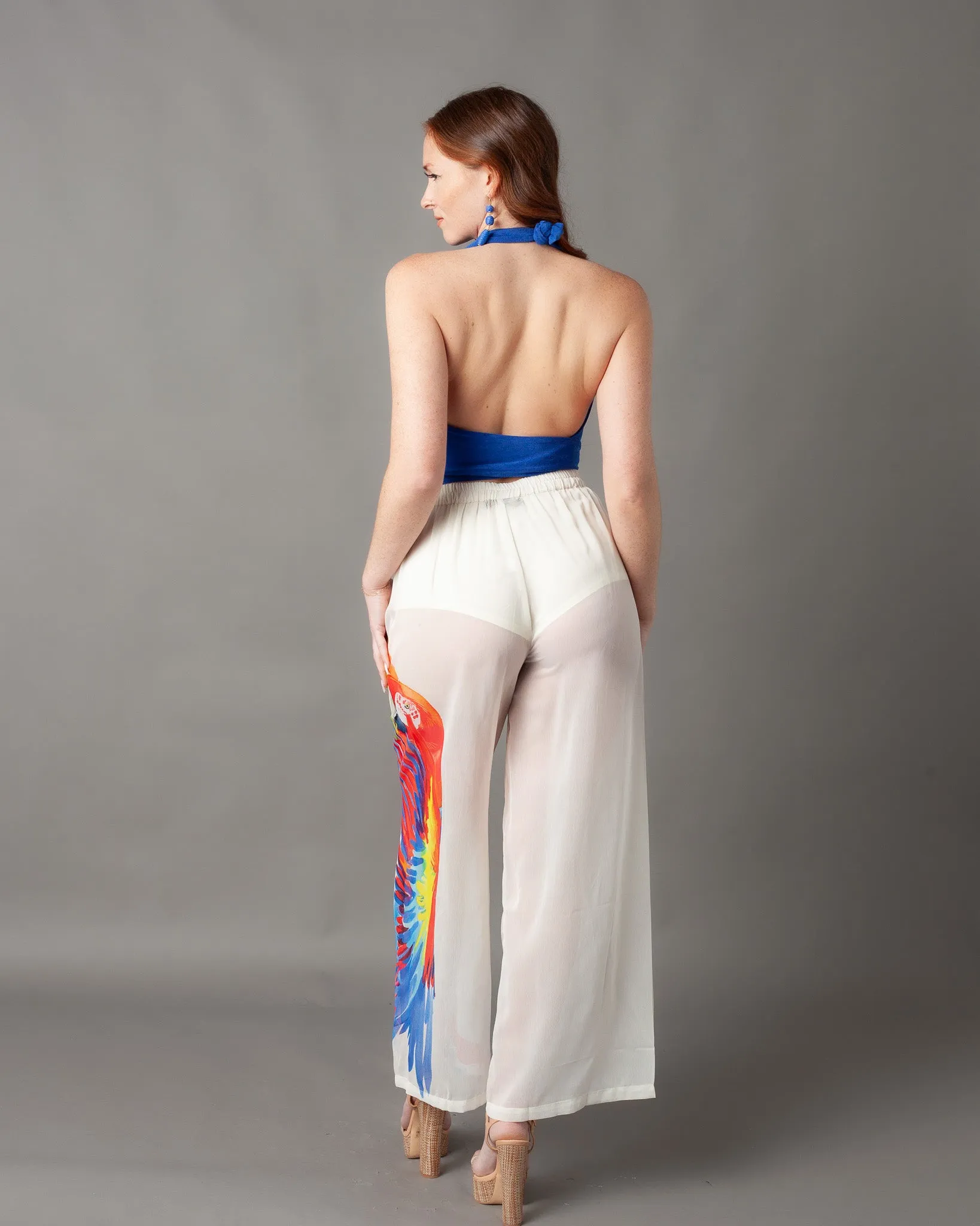 Casablanca Gauze Parrot Wide Leg Pants