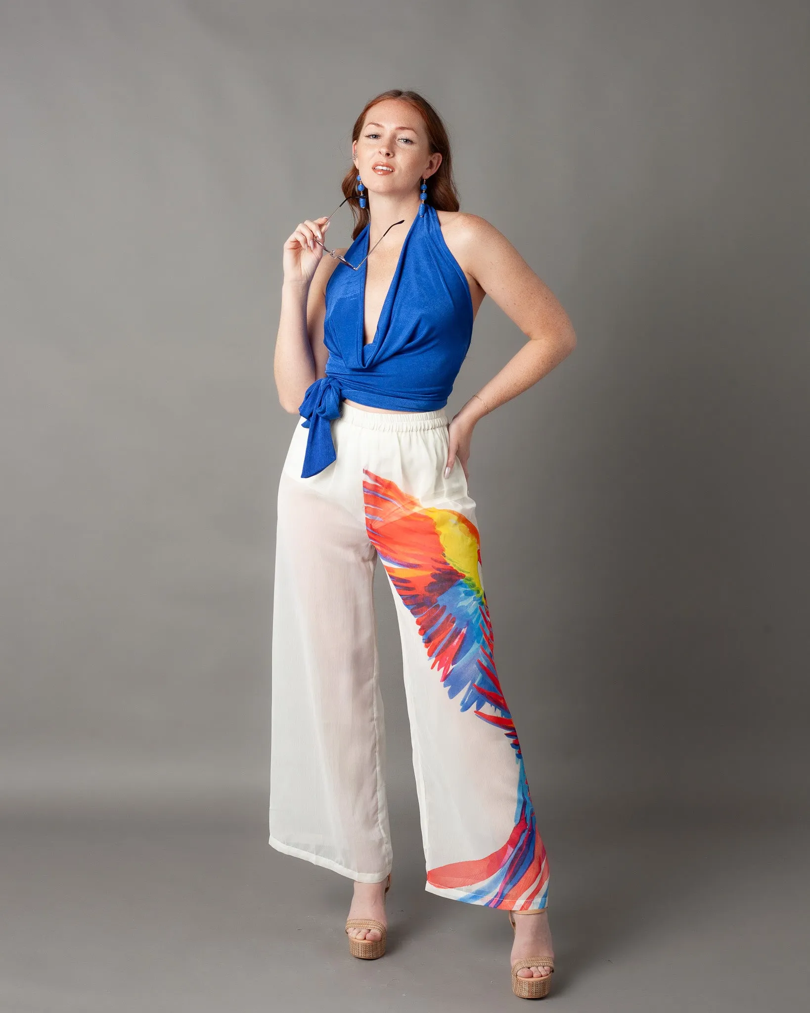 Casablanca Gauze Parrot Wide Leg Pants