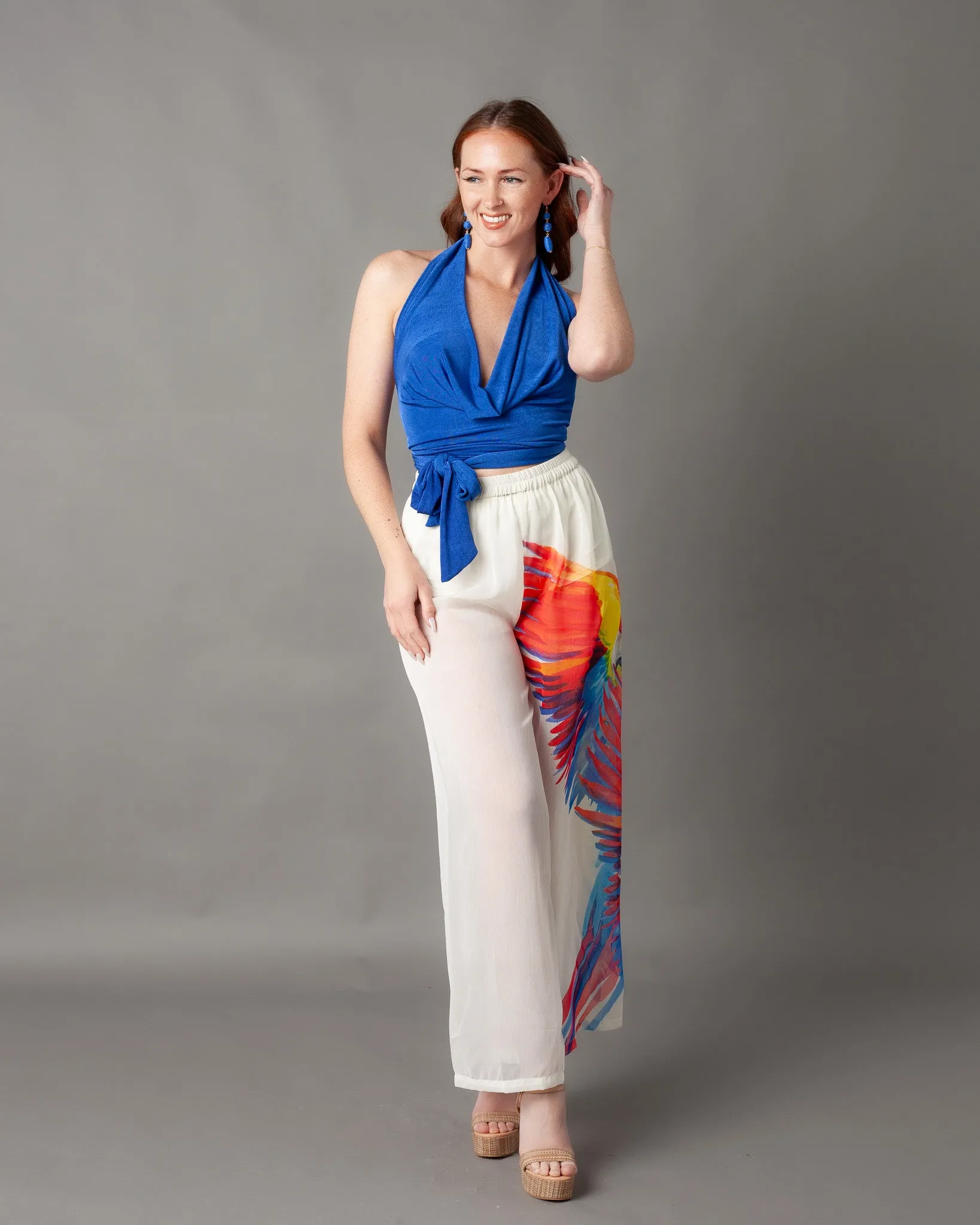 Casablanca Gauze Parrot Wide Leg Pants