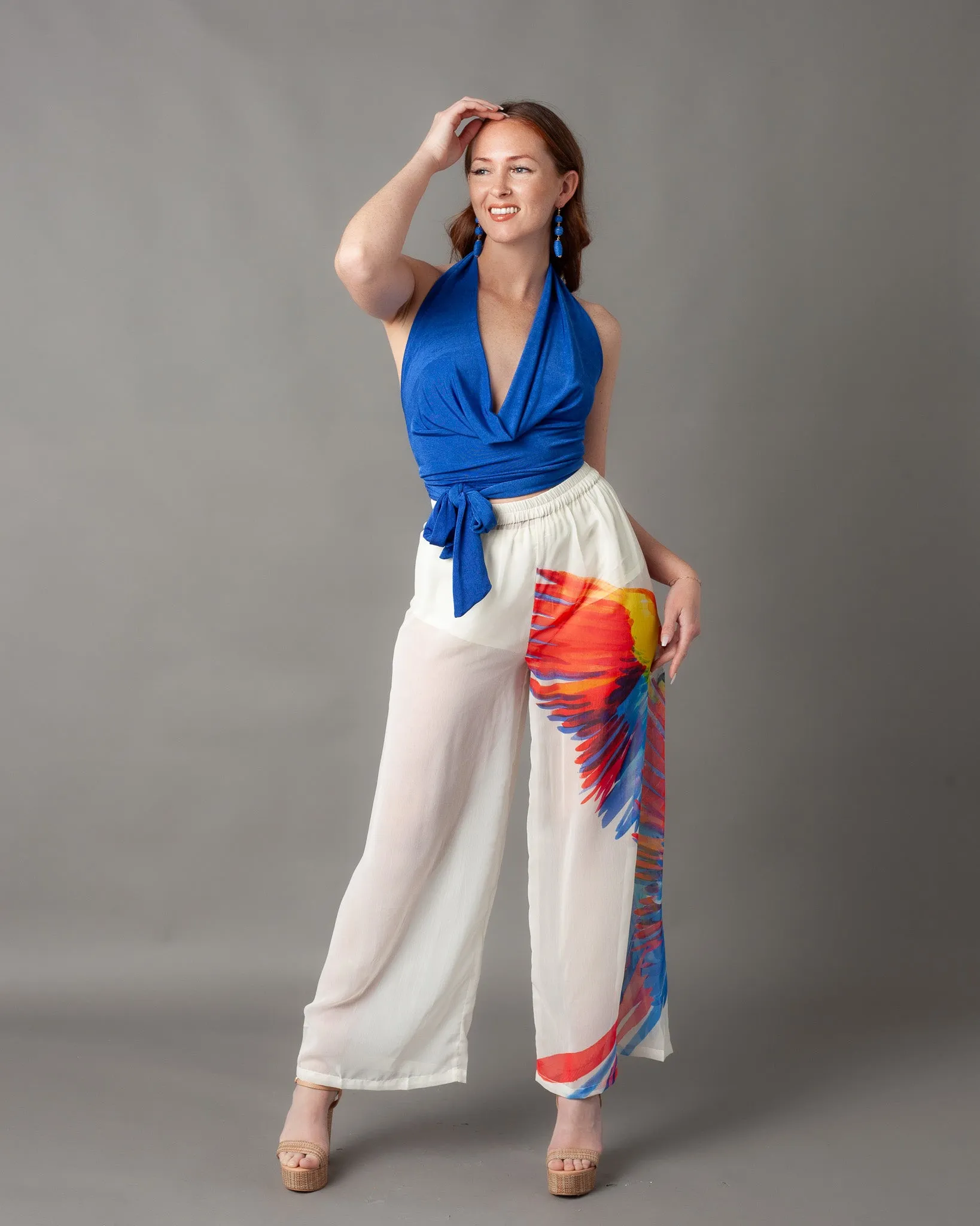 Casablanca Gauze Parrot Wide Leg Pants
