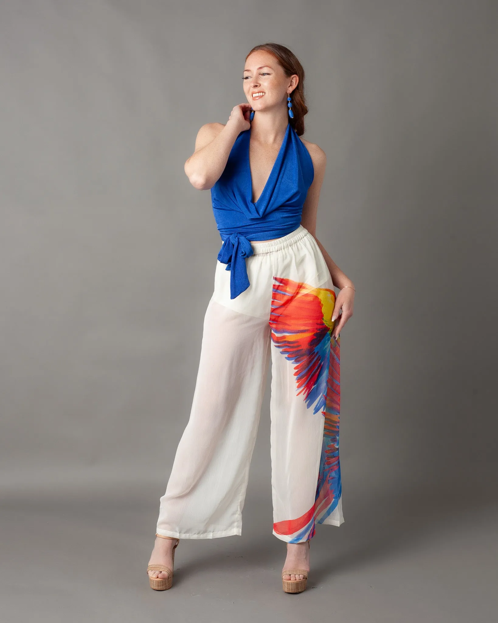 Casablanca Gauze Parrot Wide Leg Pants