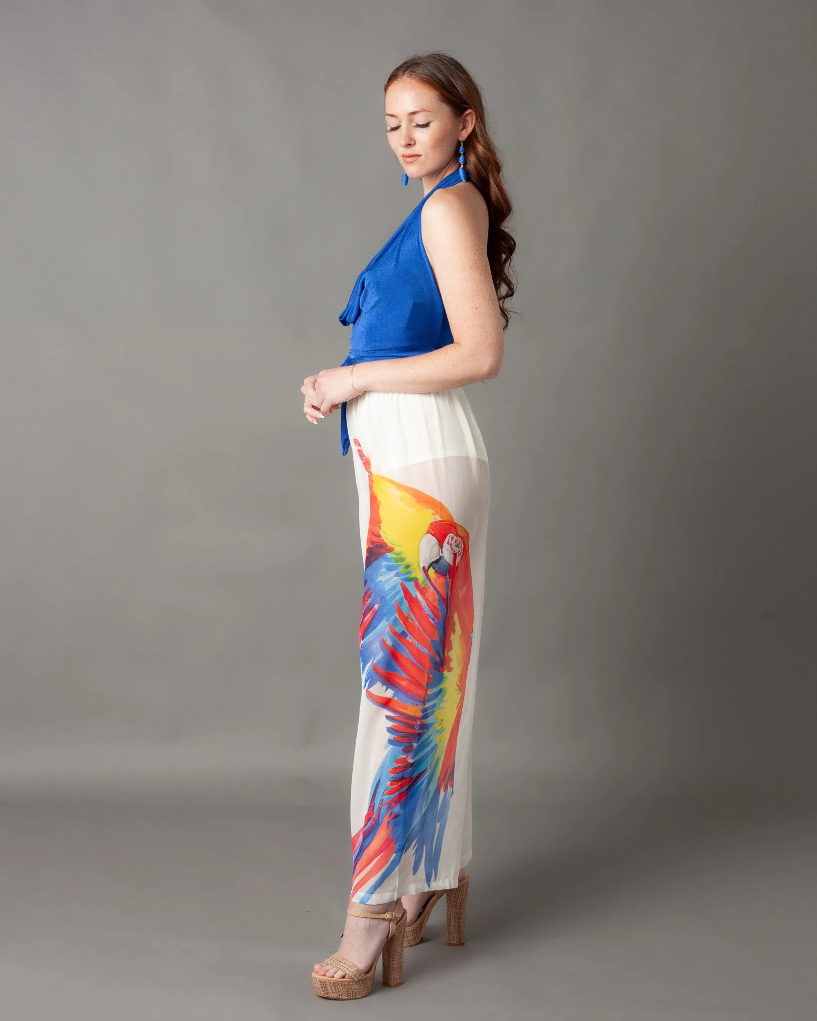 Casablanca Gauze Parrot Wide Leg Pants