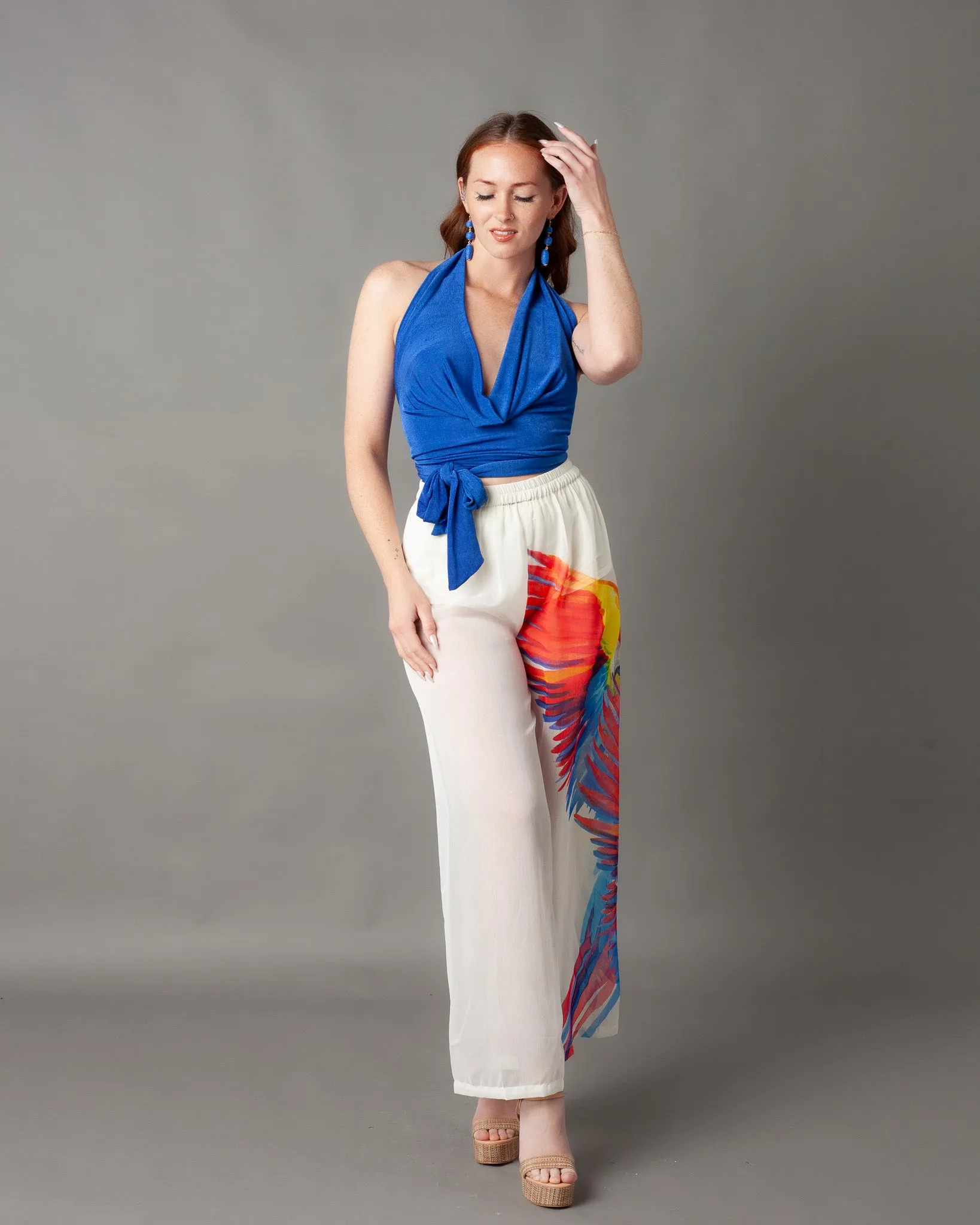 Casablanca Gauze Parrot Wide Leg Pants