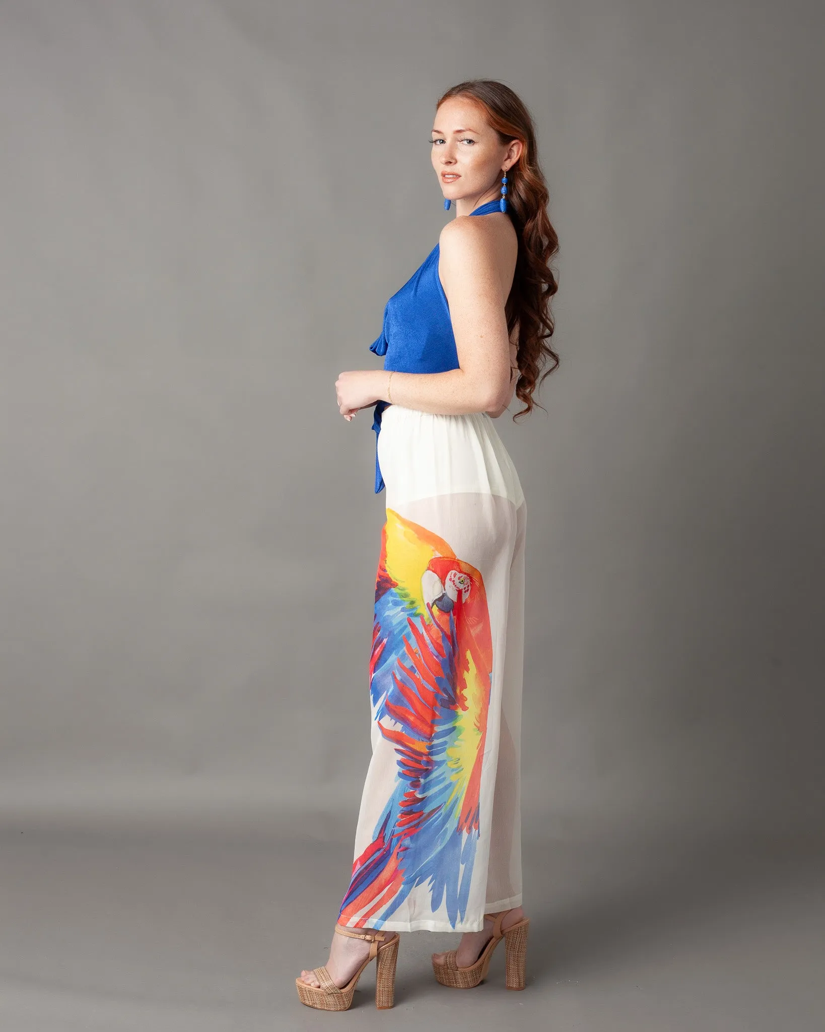 Casablanca Gauze Parrot Wide Leg Pants
