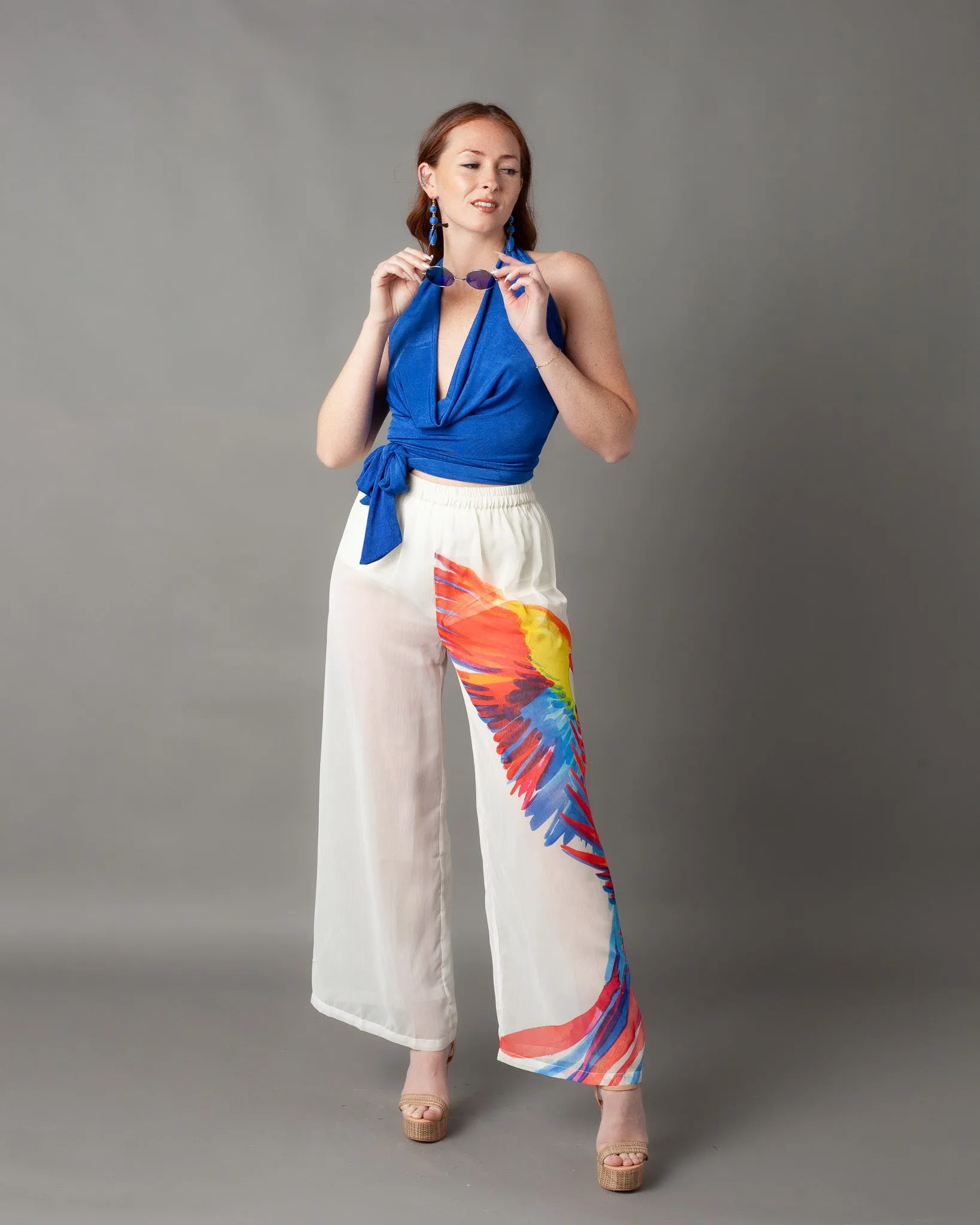 Casablanca Gauze Parrot Wide Leg Pants