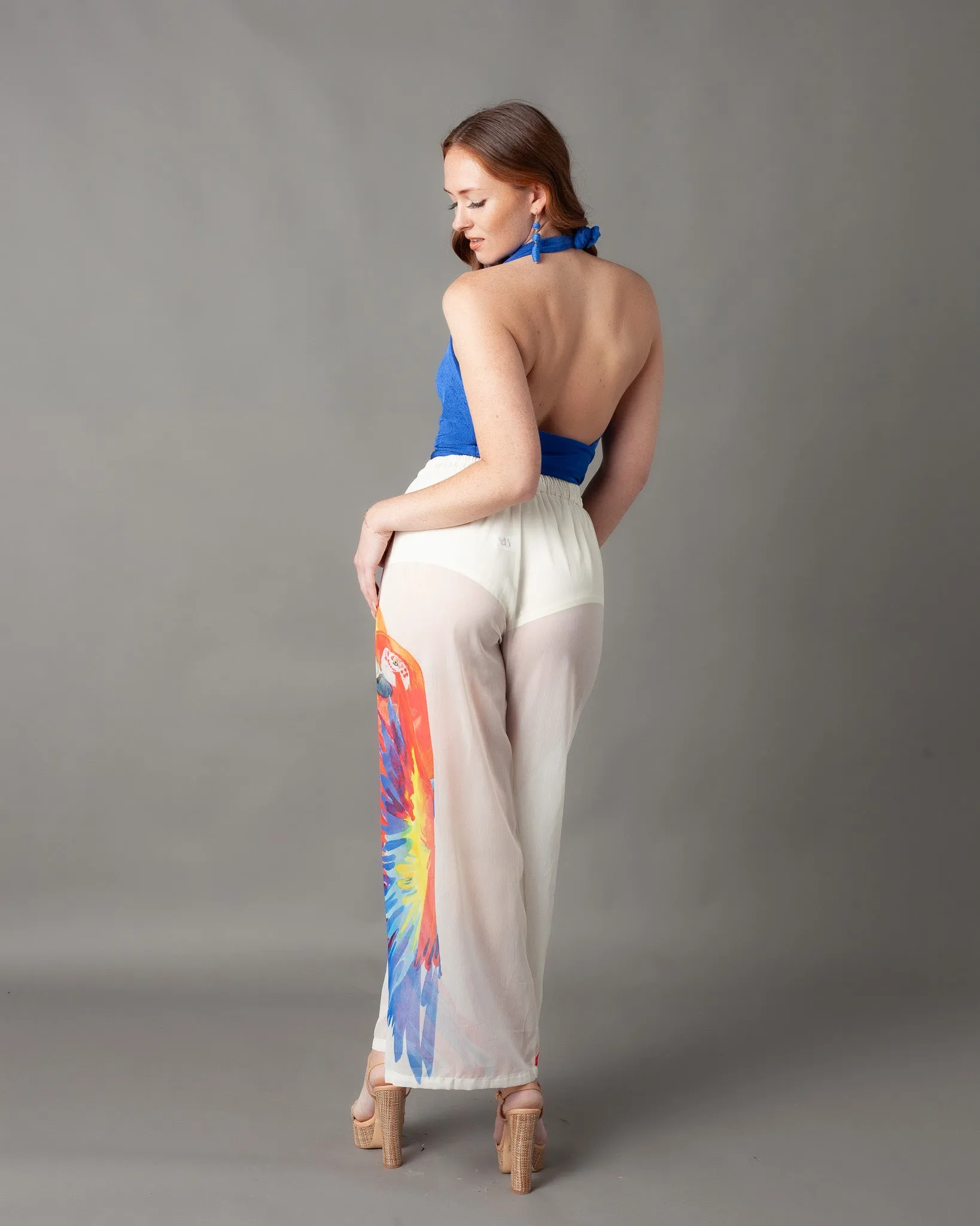 Casablanca Gauze Parrot Wide Leg Pants