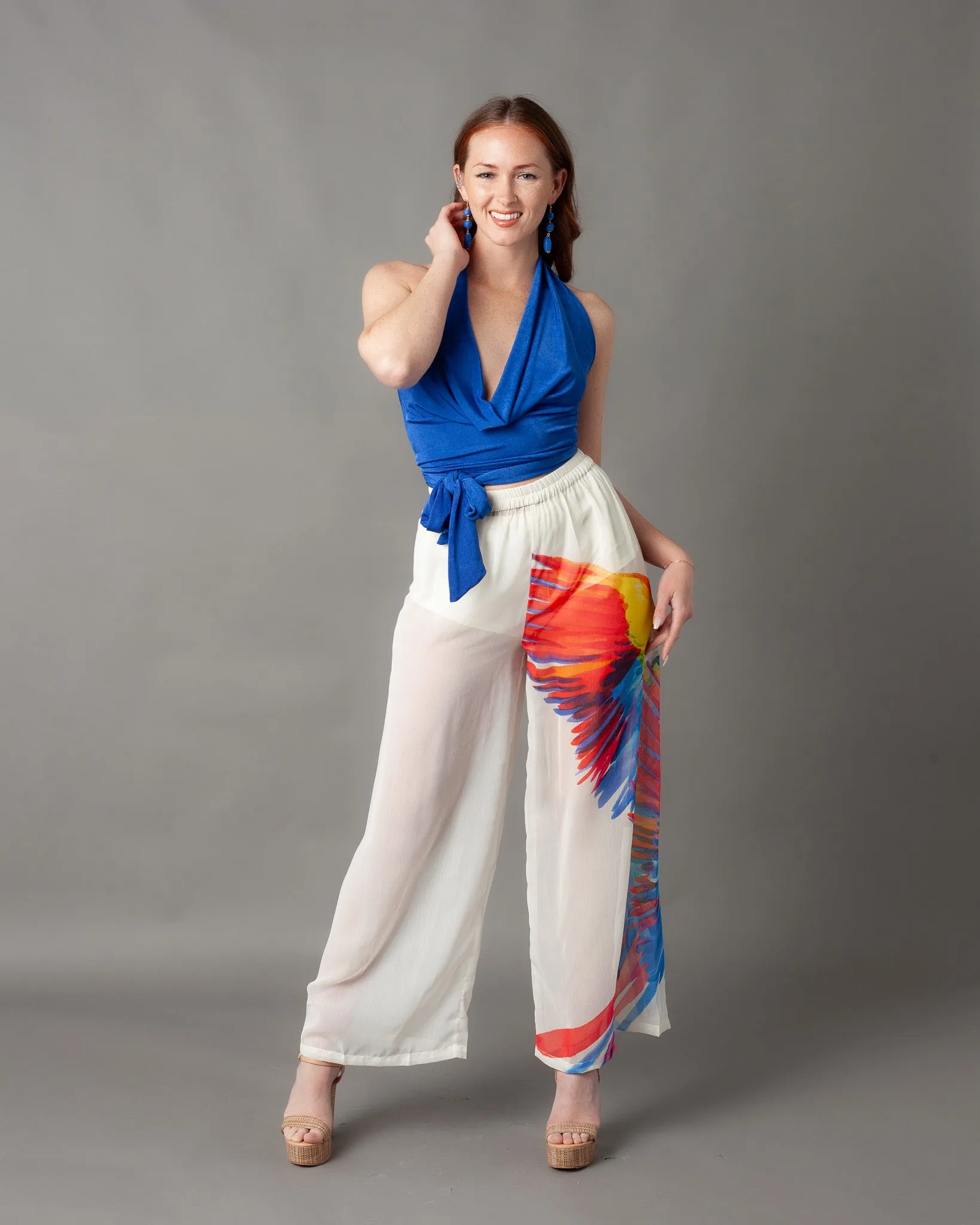 Casablanca Gauze Parrot Wide Leg Pants