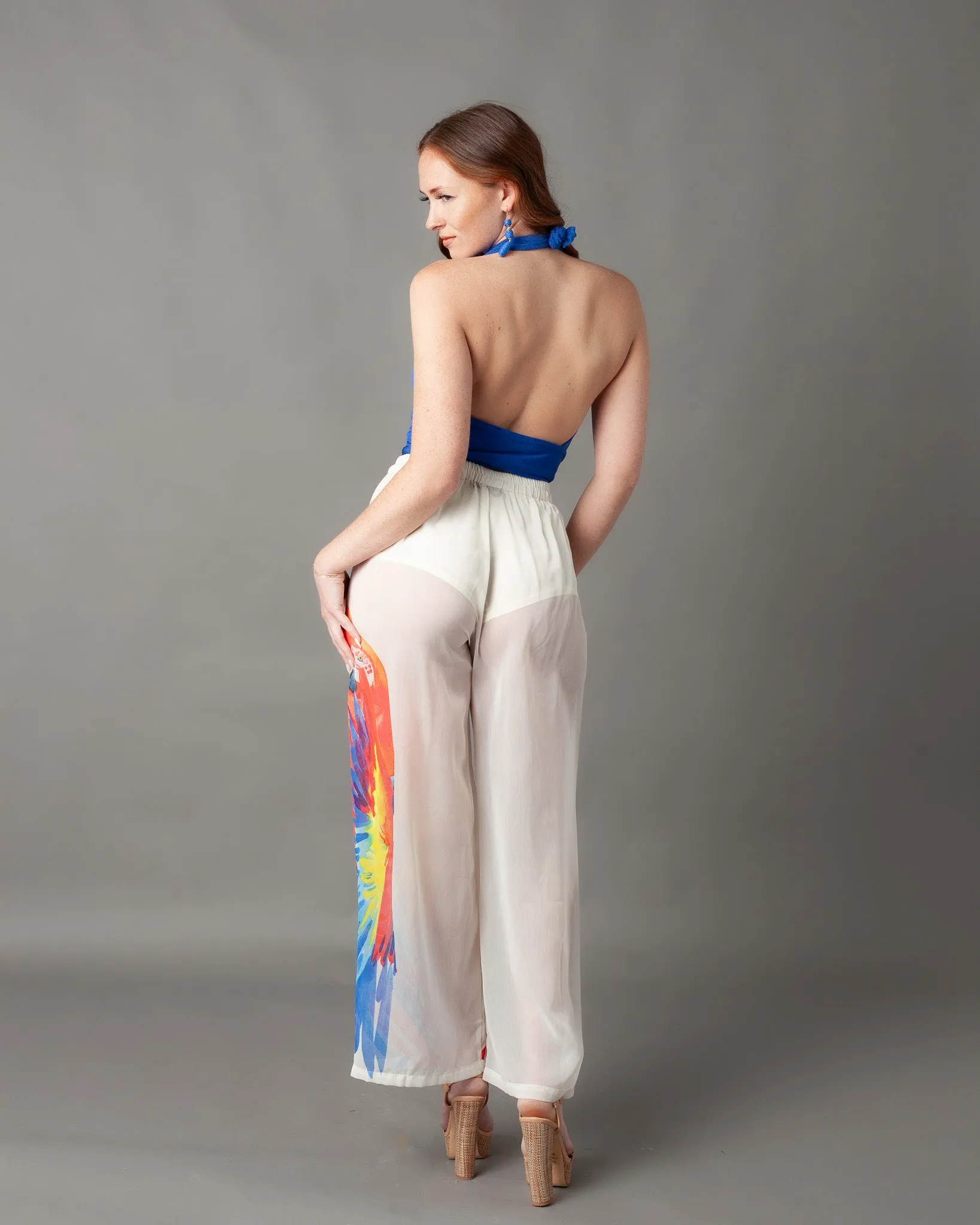 Casablanca Gauze Parrot Wide Leg Pants