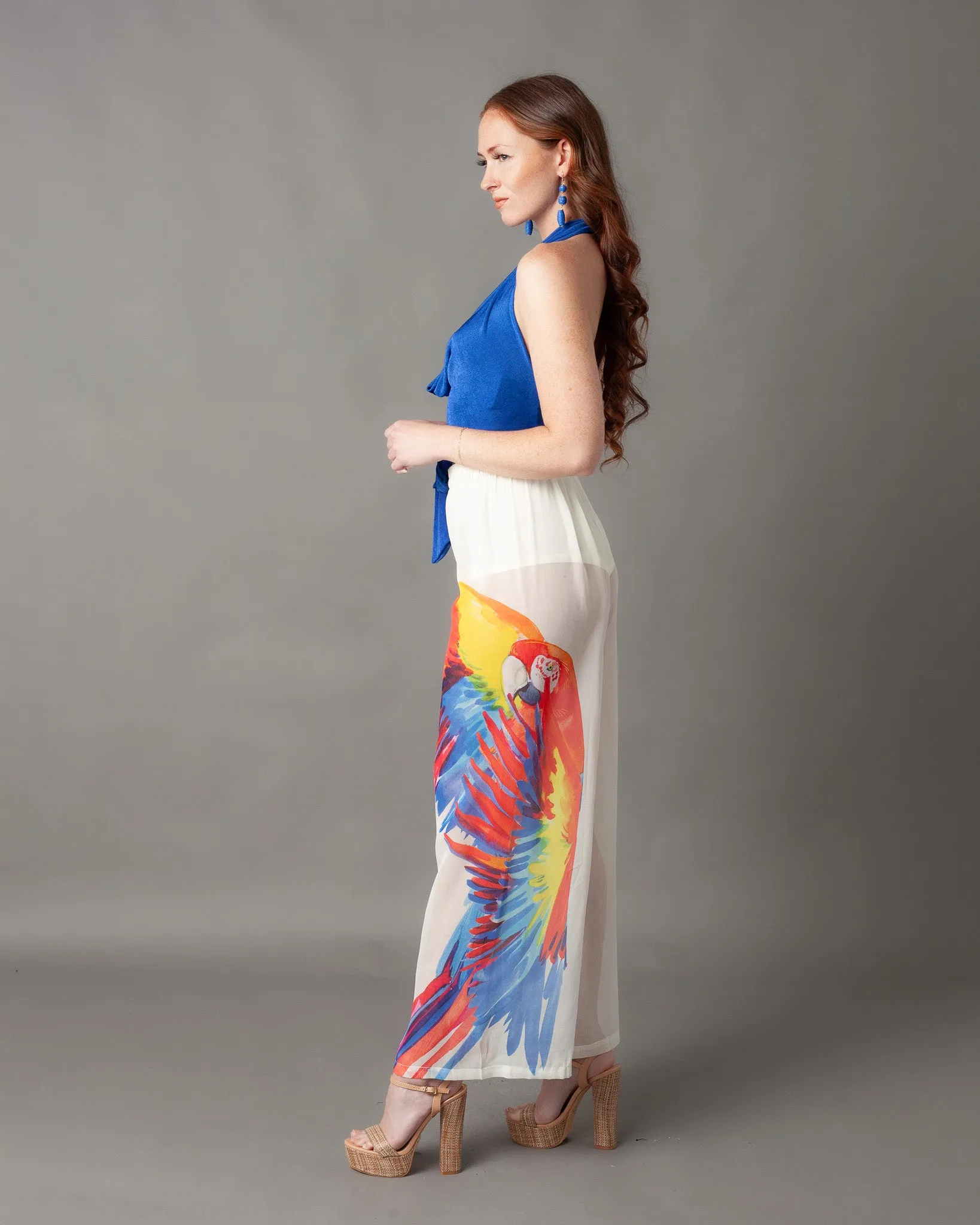 Casablanca Gauze Parrot Wide Leg Pants