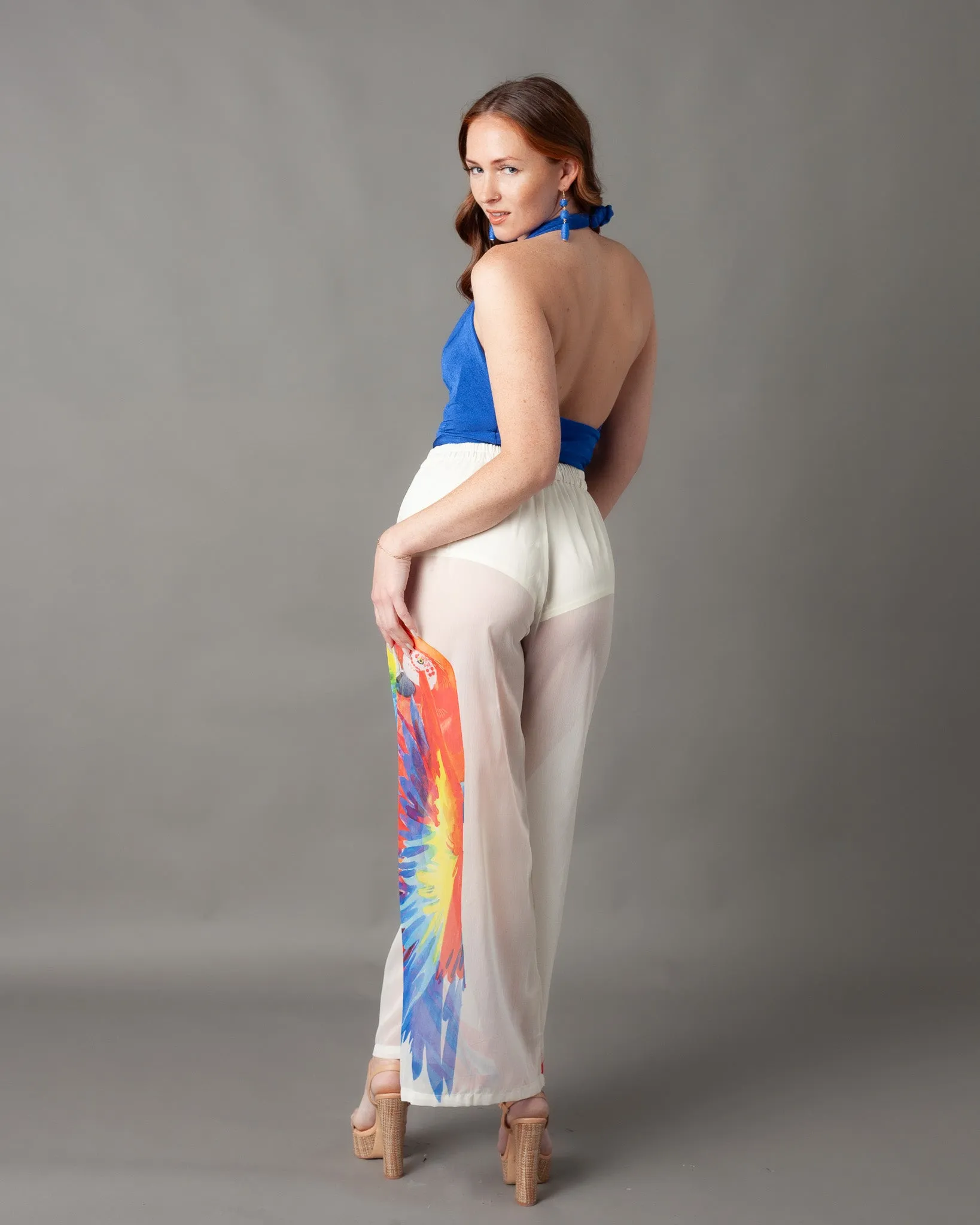 Casablanca Gauze Parrot Wide Leg Pants