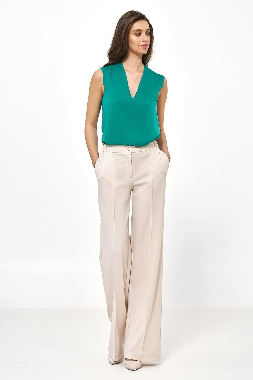 Chic Caramel High-Rise Women's Trousers