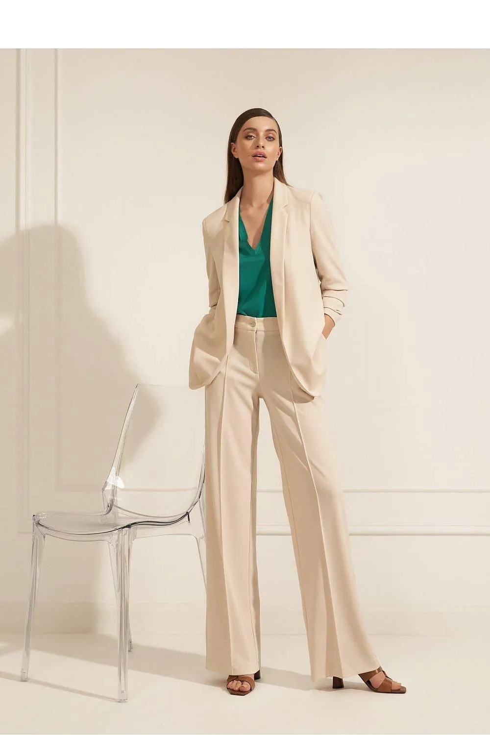 Chic Caramel High-Rise Women's Trousers