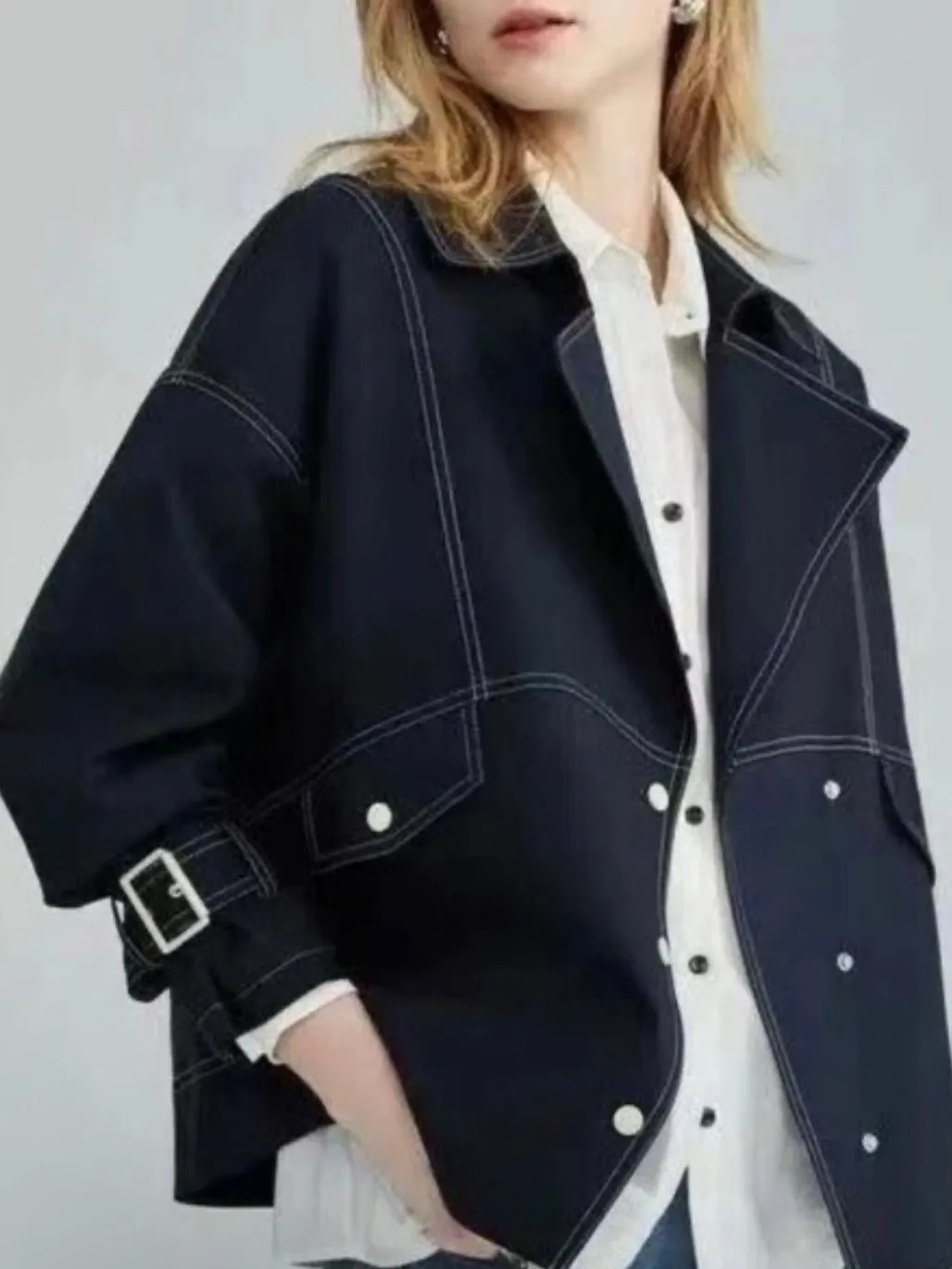 Dark blue V cut jacket