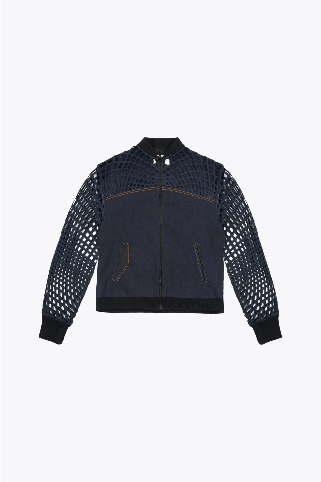 denim trellis handcrafted jacket