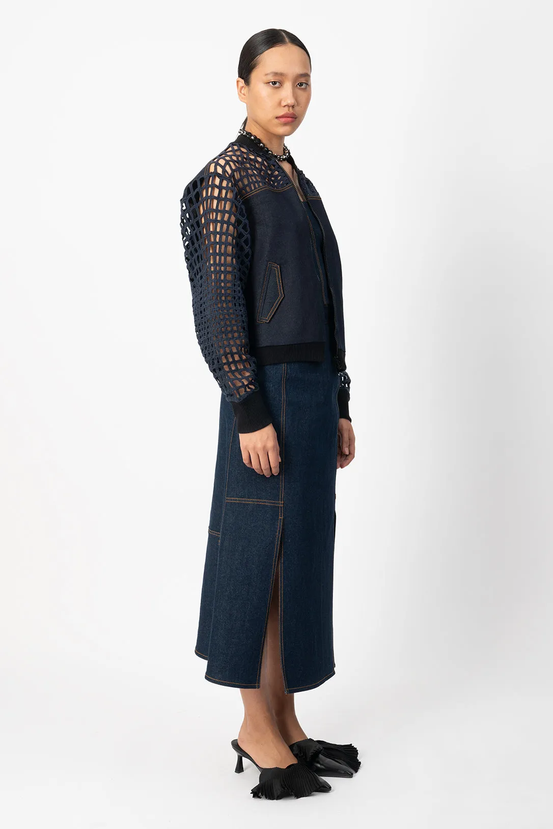 denim trellis handcrafted jacket