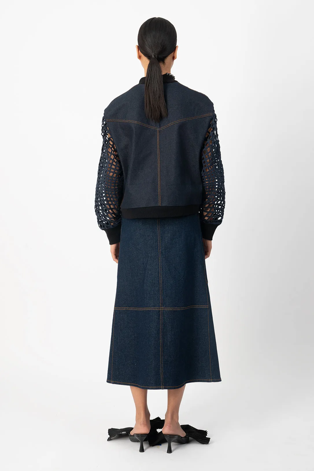 denim trellis handcrafted jacket