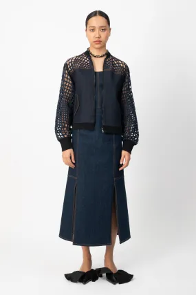 denim trellis handcrafted jacket