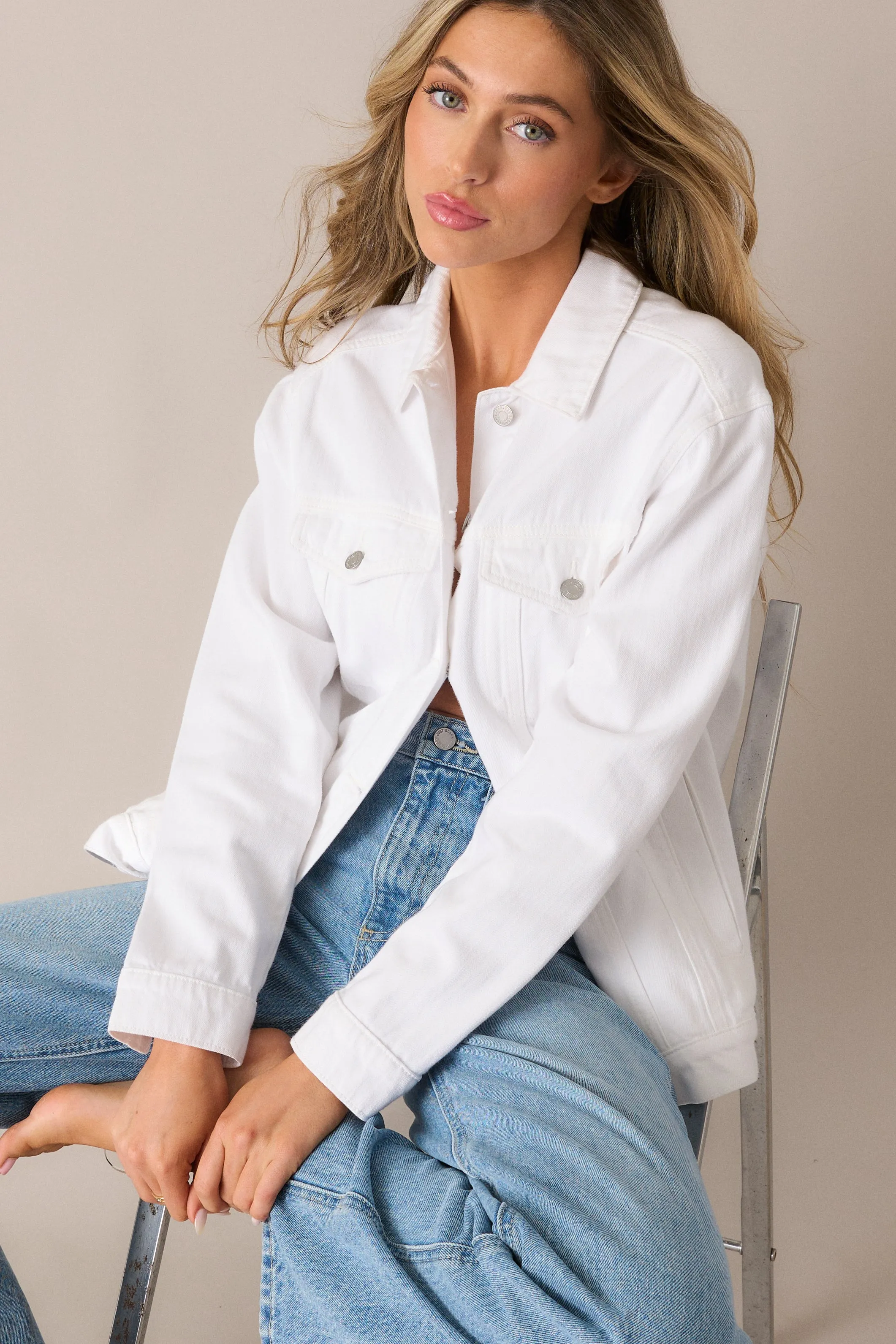 Do You Ever White Denim Jacket