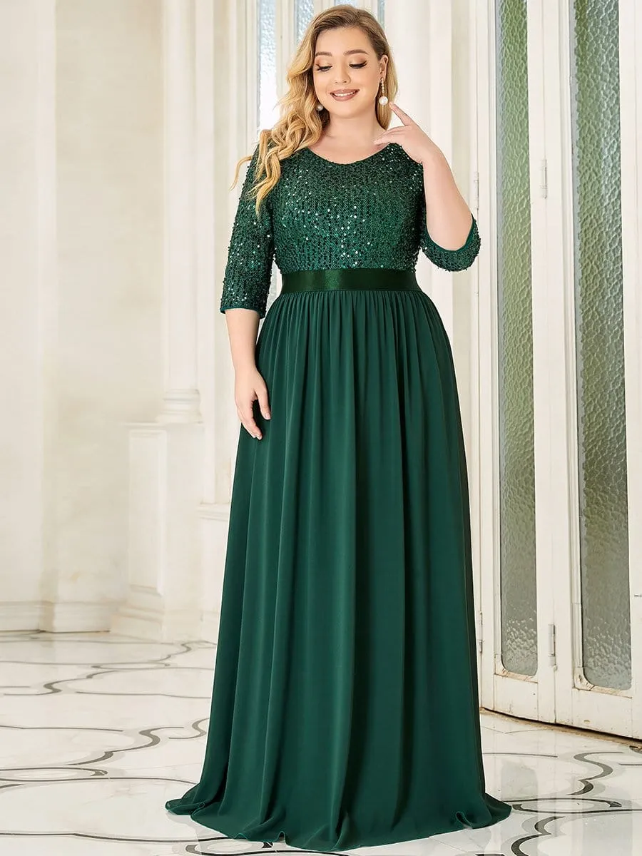 Edith | Plus Size Women's Long Chiffon & Sequin Evening Dresses for Mother of the Bride