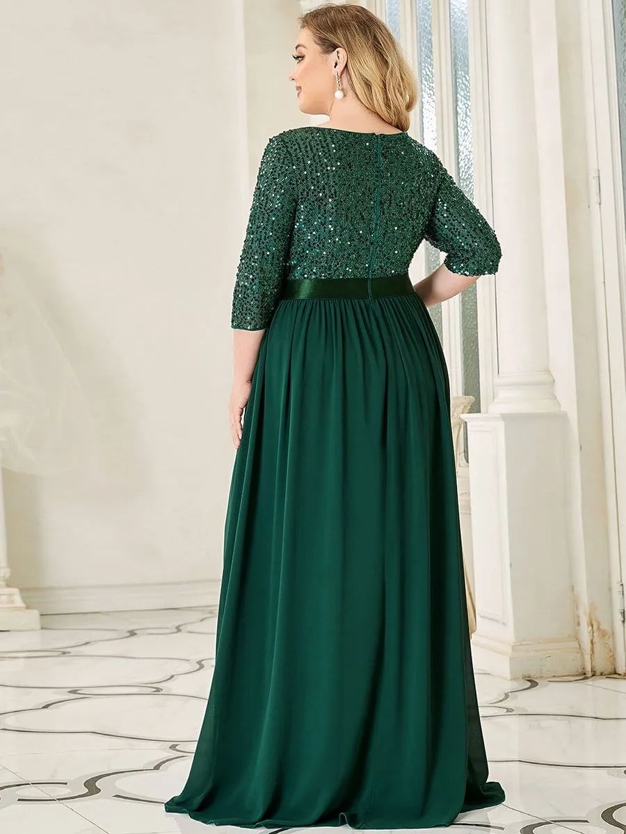 Edith | Plus Size Women's Long Chiffon & Sequin Evening Dresses for Mother of the Bride