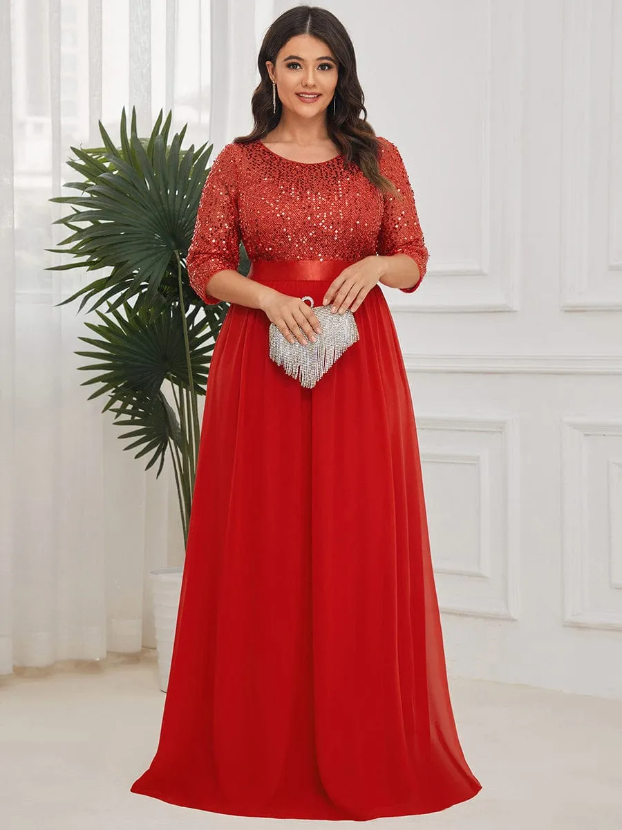 Edith | Plus Size Women's Long Chiffon & Sequin Evening Dresses for Mother of the Bride