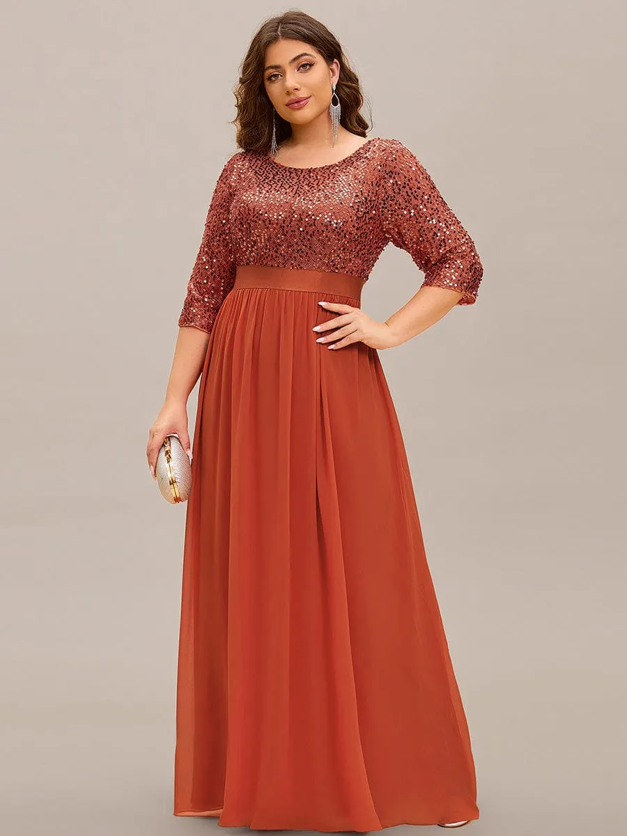 Edith | Plus Size Women's Long Chiffon & Sequin Evening Dresses for Mother of the Bride