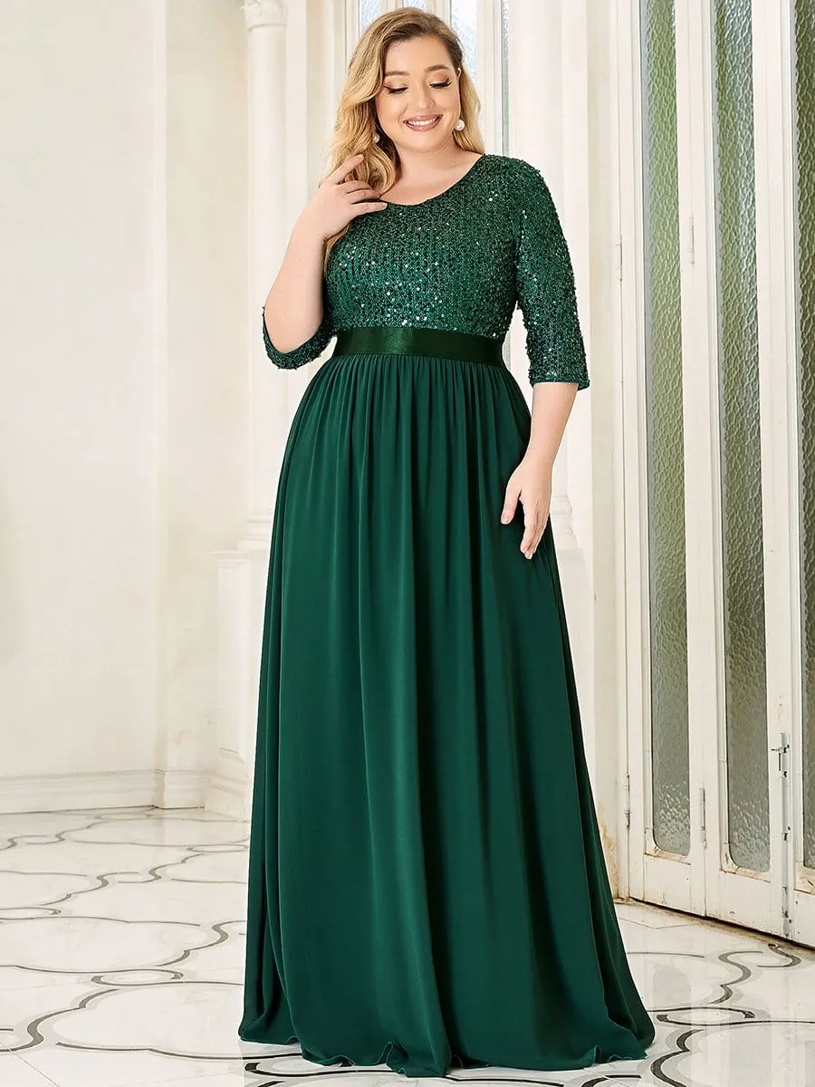 Edith | Plus Size Women's Long Chiffon & Sequin Evening Dresses for Mother of the Bride