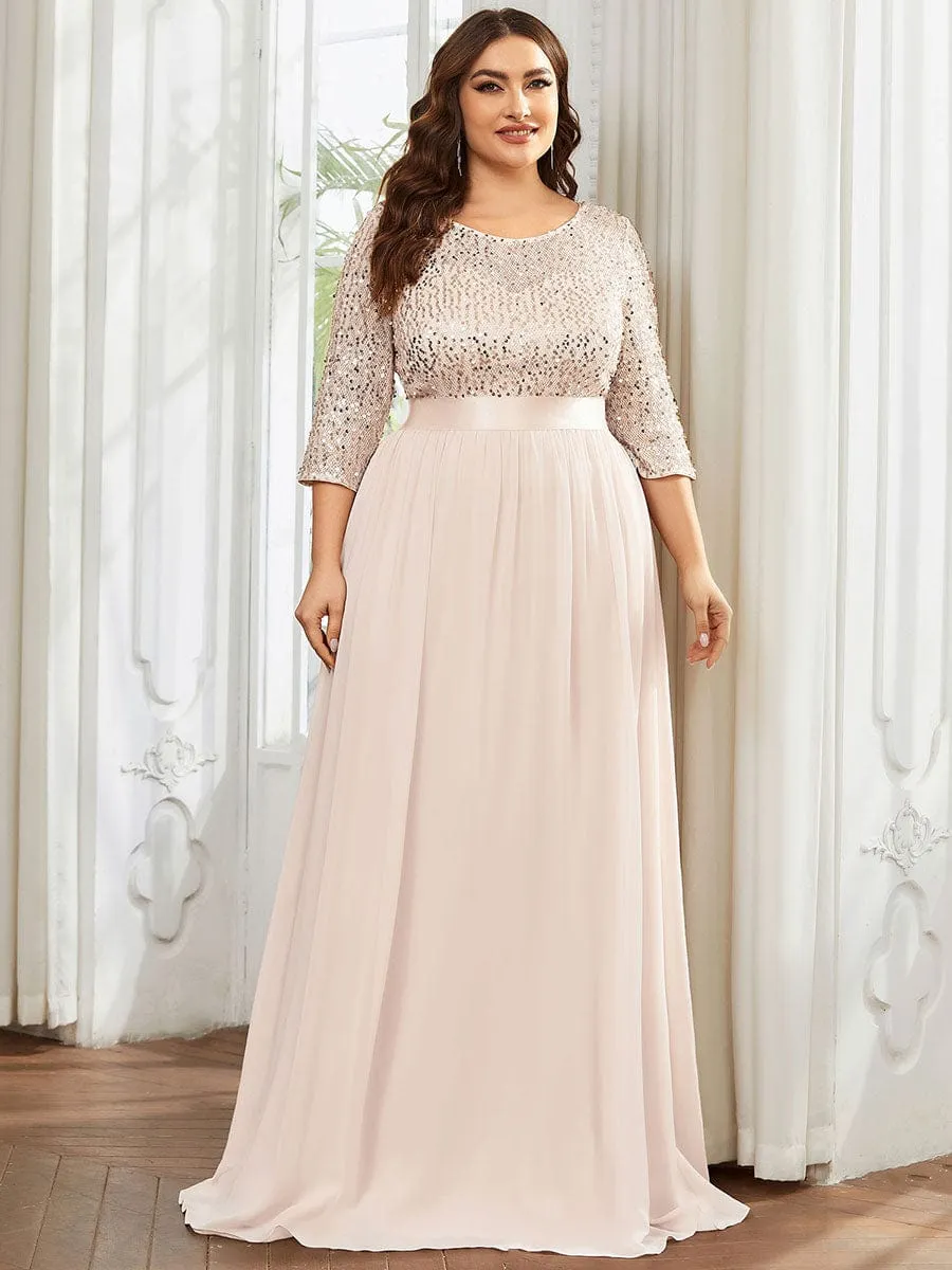 Edith | Plus Size Women's Long Chiffon & Sequin Evening Dresses for Mother of the Bride