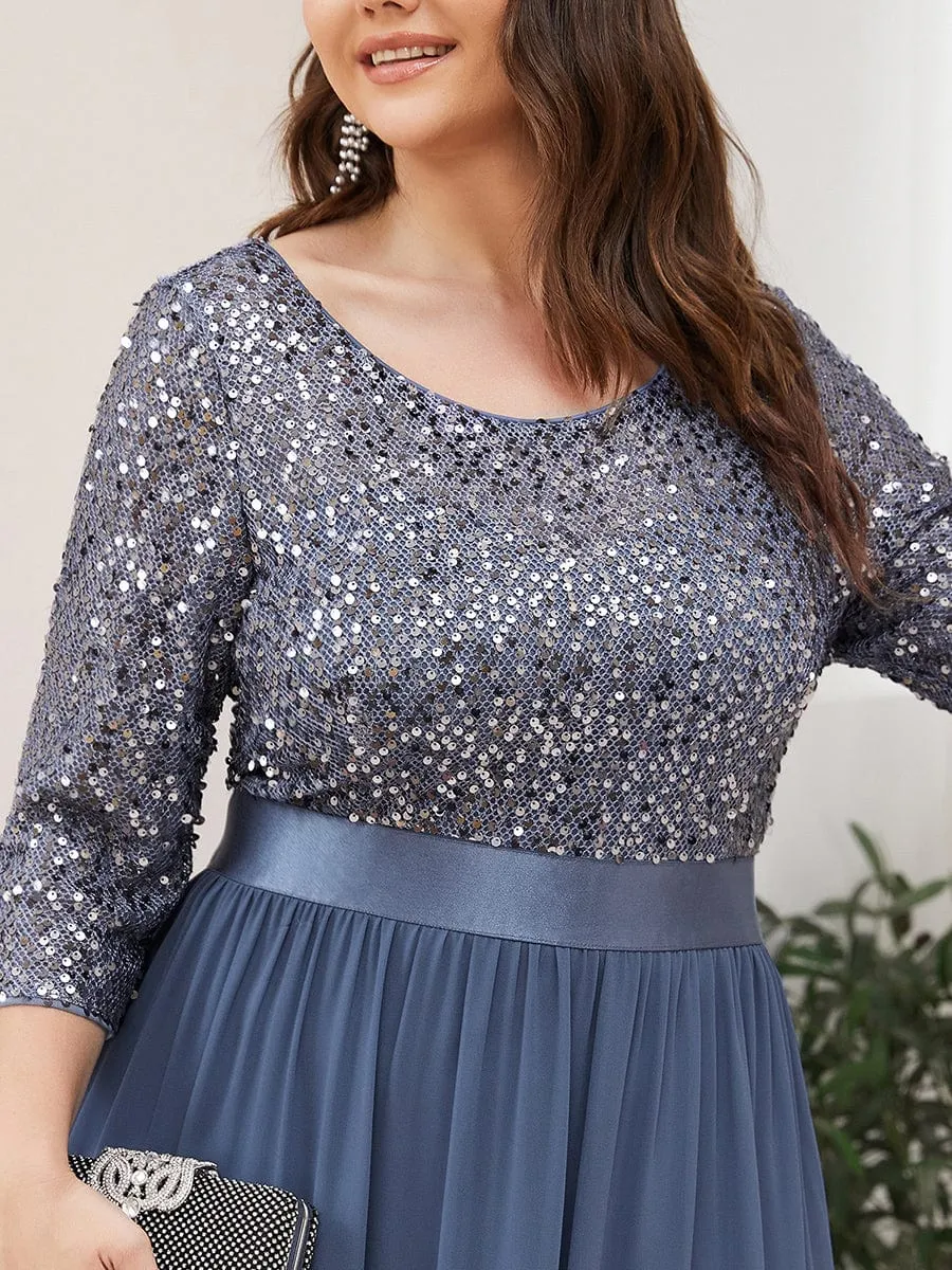 Edith | Plus Size Women's Long Chiffon & Sequin Evening Dresses for Mother of the Bride