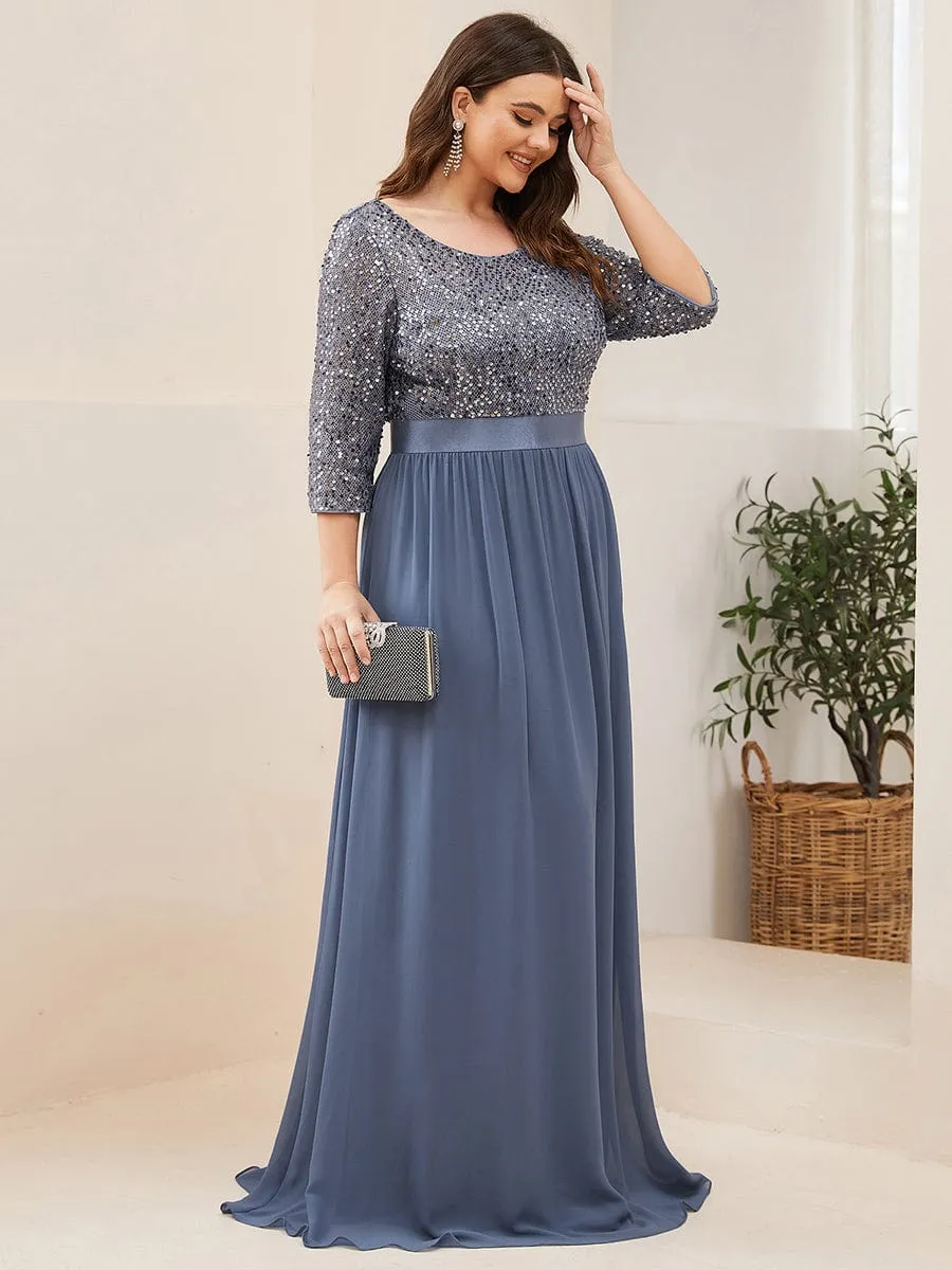 Edith | Plus Size Women's Long Chiffon & Sequin Evening Dresses for Mother of the Bride