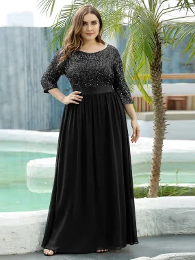 Edith | Plus Size Women's Long Chiffon & Sequin Evening Dresses for Mother of the Bride